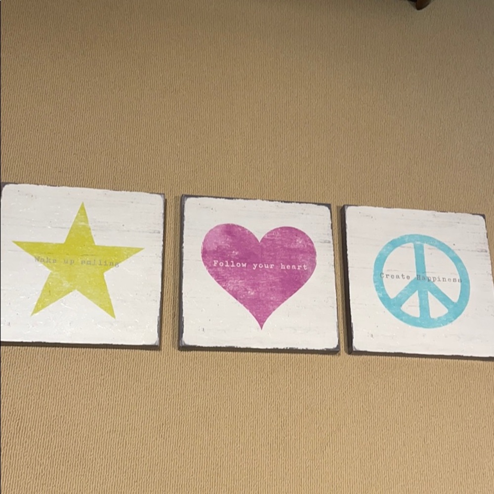 Star, Peace Sign, and Heart Wall Art Set PB Teen